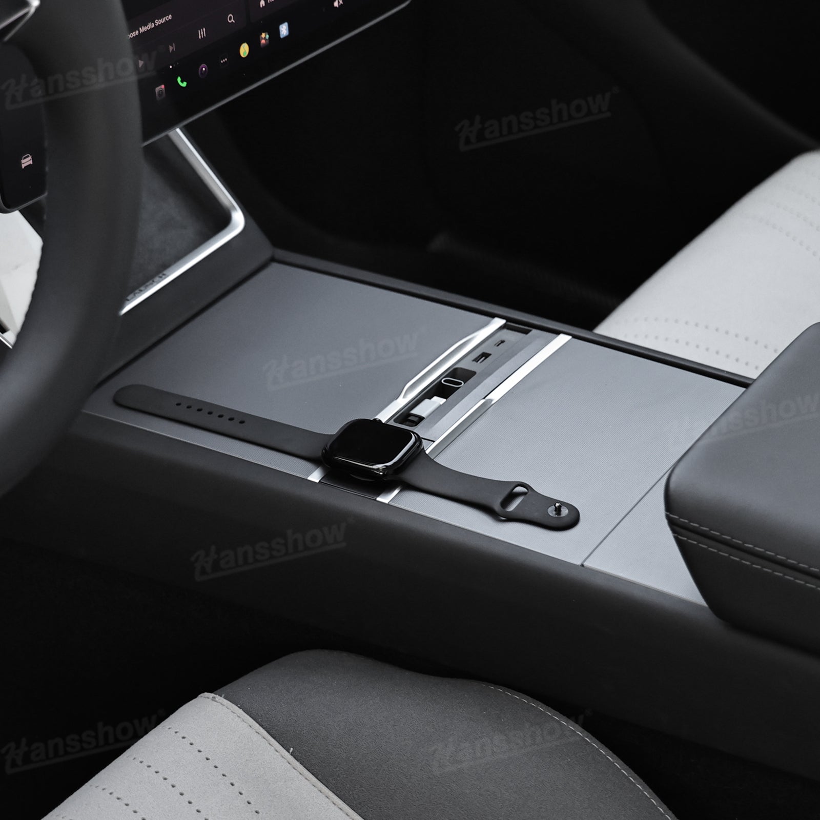 Model Y Juniper USB Hub Adapter with Apple Watch Charger - user-friendly design