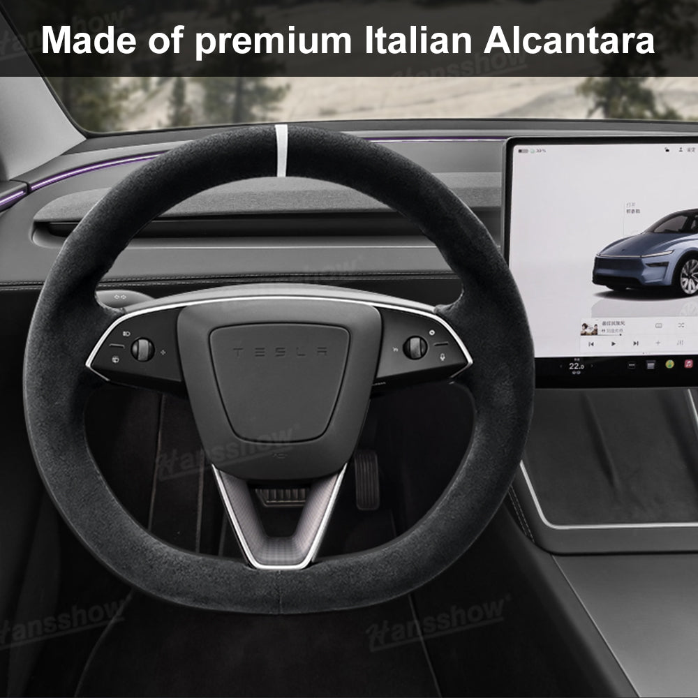 Model Y Juniper/3 Highland Premium Alcantara Steering Wheel Cover - side view