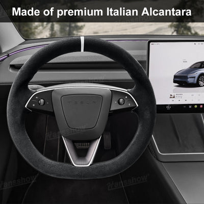 Model Y Juniper/3 Highland Premium Alcantara Steering Wheel Cover - side view