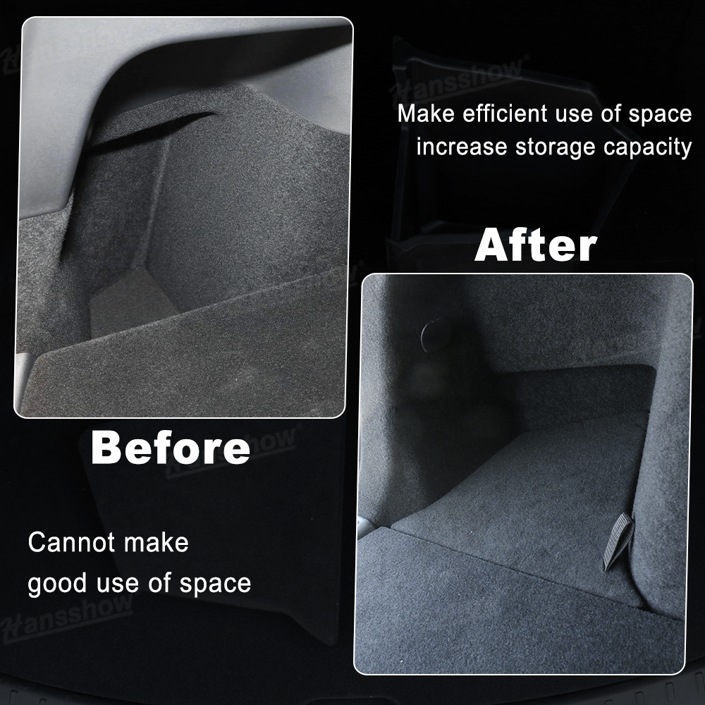 Model Y Juniper Rear Trunk Organizer side view showing fitment
