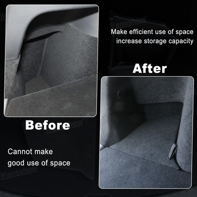 Model Y Juniper Rear Trunk Organizer side view showing fitment