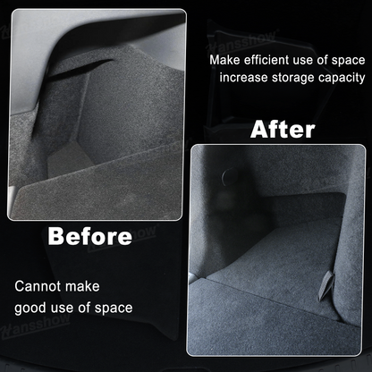 Model Y Juniper Rear Trunk Organizer side view showing fitment