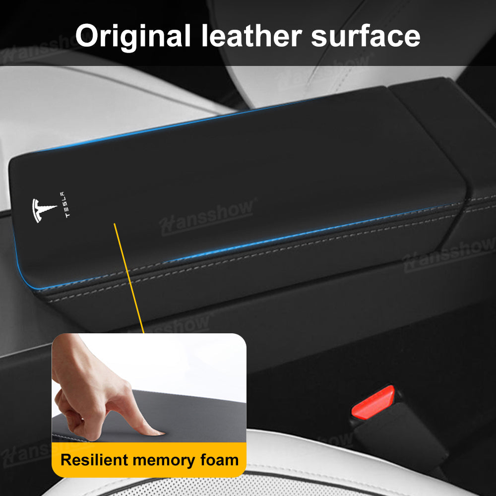 Model Y Juniper Armrest Cover close-up of stitching detail