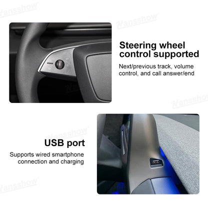 APEX 8.9-Inch CarPlay Screen showcasing app interface in Tesla Model Y