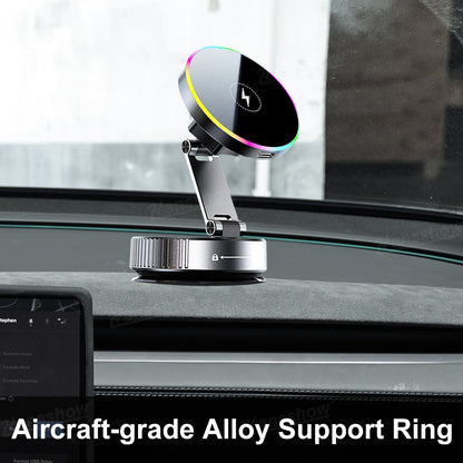 Wireless Charger Phone Holder with RGB Ambient Lighting for Tesla Model Y - RGB lighting on