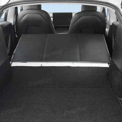 Model Y Juniper Trunk Gap Filler Board Foldable Car Bed Extension showing foldable feature