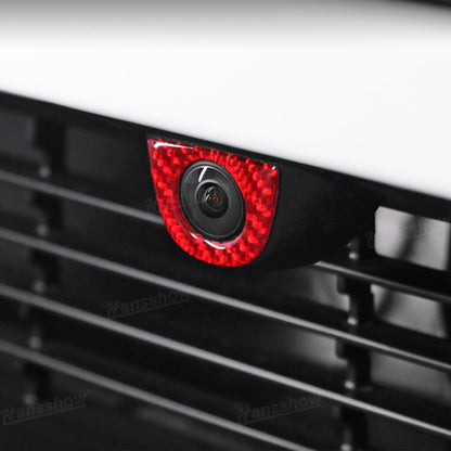 Model Y Juniper Flexible Urethane Carbon Fiber Front Camera Frame Sticker - side angle