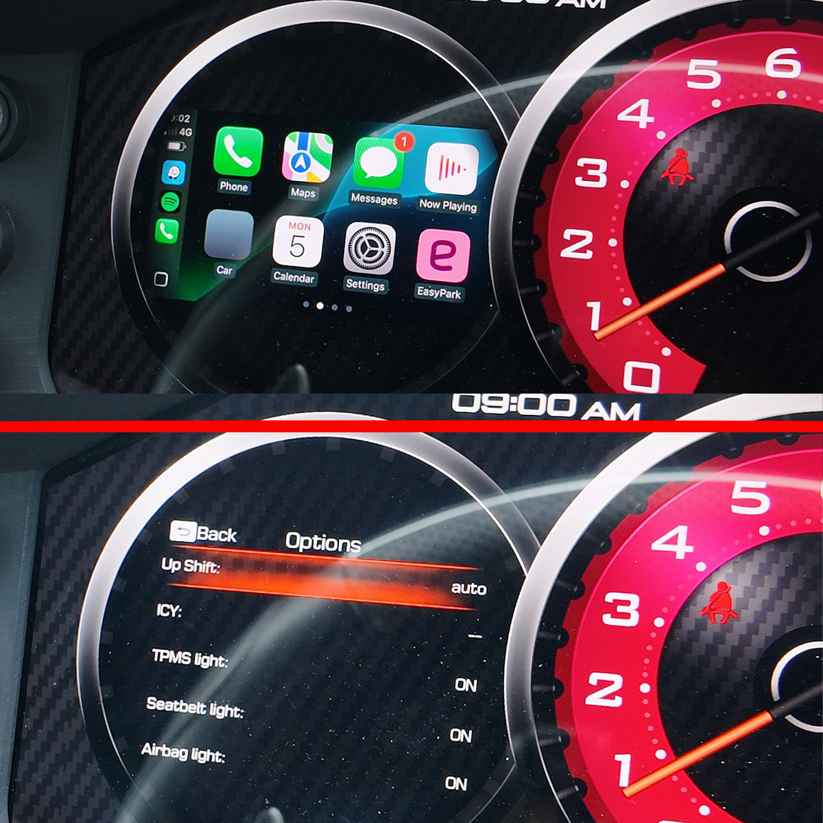 APEX 370Z cluster CarPlay and options menu