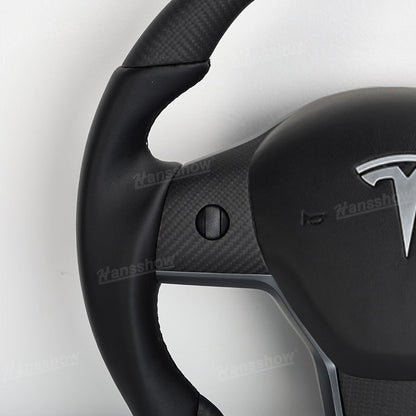 Tesla Model Y/3 Carbon Fiber Steering Wheel with Nappa leather