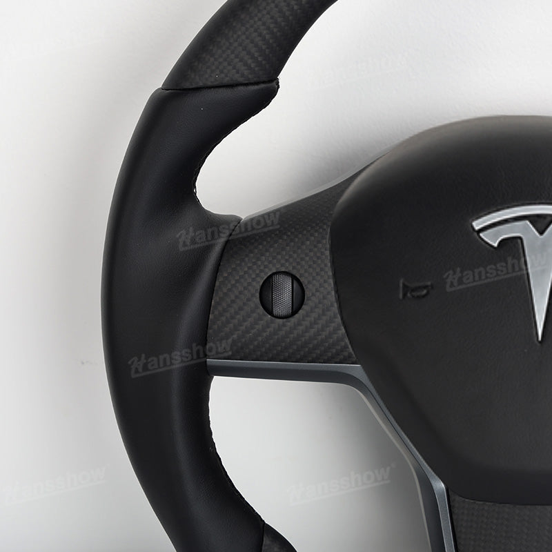 Tesla Model Y/3 Carbon Fiber Steering Wheel with Nappa leather
