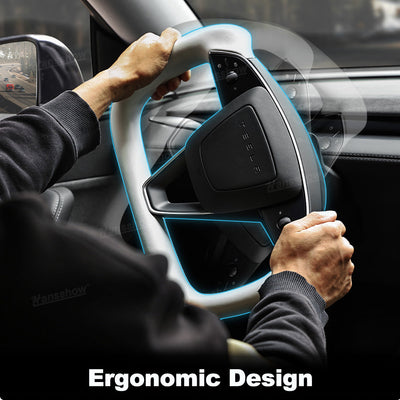 Model Y Juniper Yoke Steering Wheel Alcantara / Nappa Leather Driving Wheel - top view