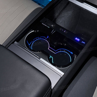 Model Y Juniper Center Console Cup Holder with Ambient Light - Lighting in Action