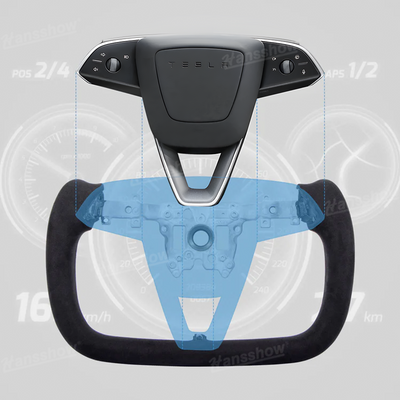 Model Y Juniper Yoke Steering Wheel Alcantara / Nappa Leather Driving Wheel - Alcantara texture