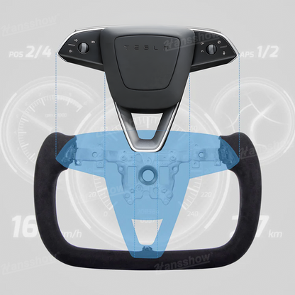 Model Y Juniper Yoke Steering Wheel Alcantara / Nappa Leather Driving Wheel - Alcantara texture