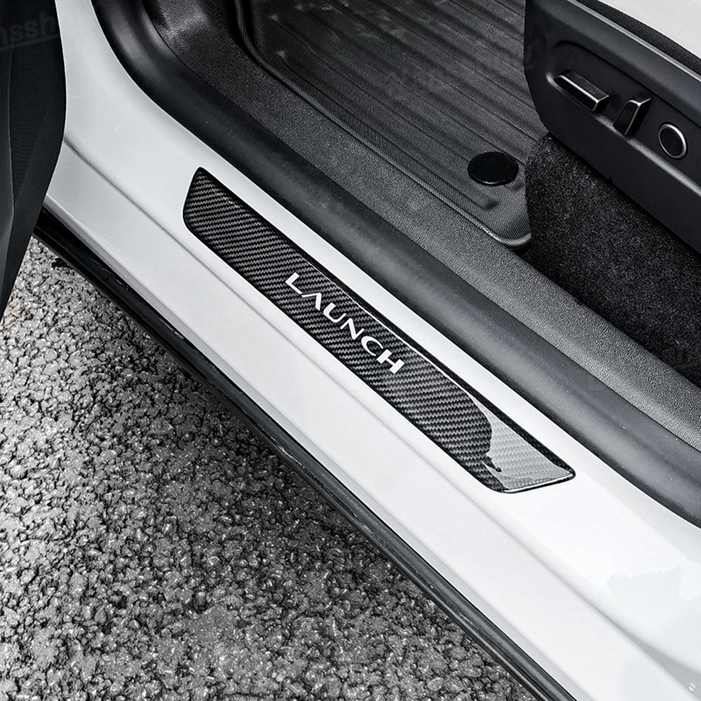 Model Y Juniper Real Carbon Fiber Door Sills interior shot