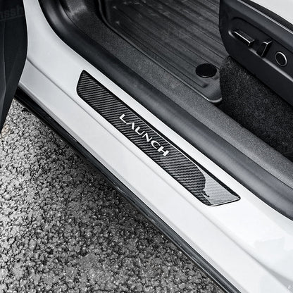 Model Y Juniper Real Carbon Fiber Door Sills interior shot