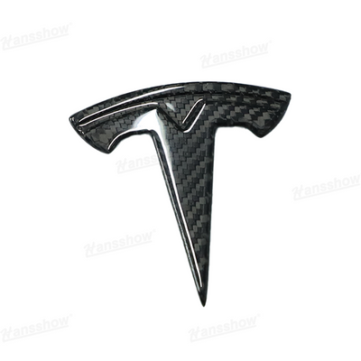 Real Carbon Fiber Tesla Logo for Model Y - front view