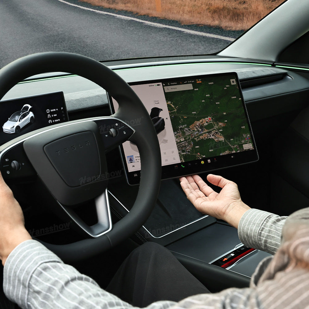 Model 3 Highland & Model Y Juniper Screen Swivel Mount demonstrating flexibility