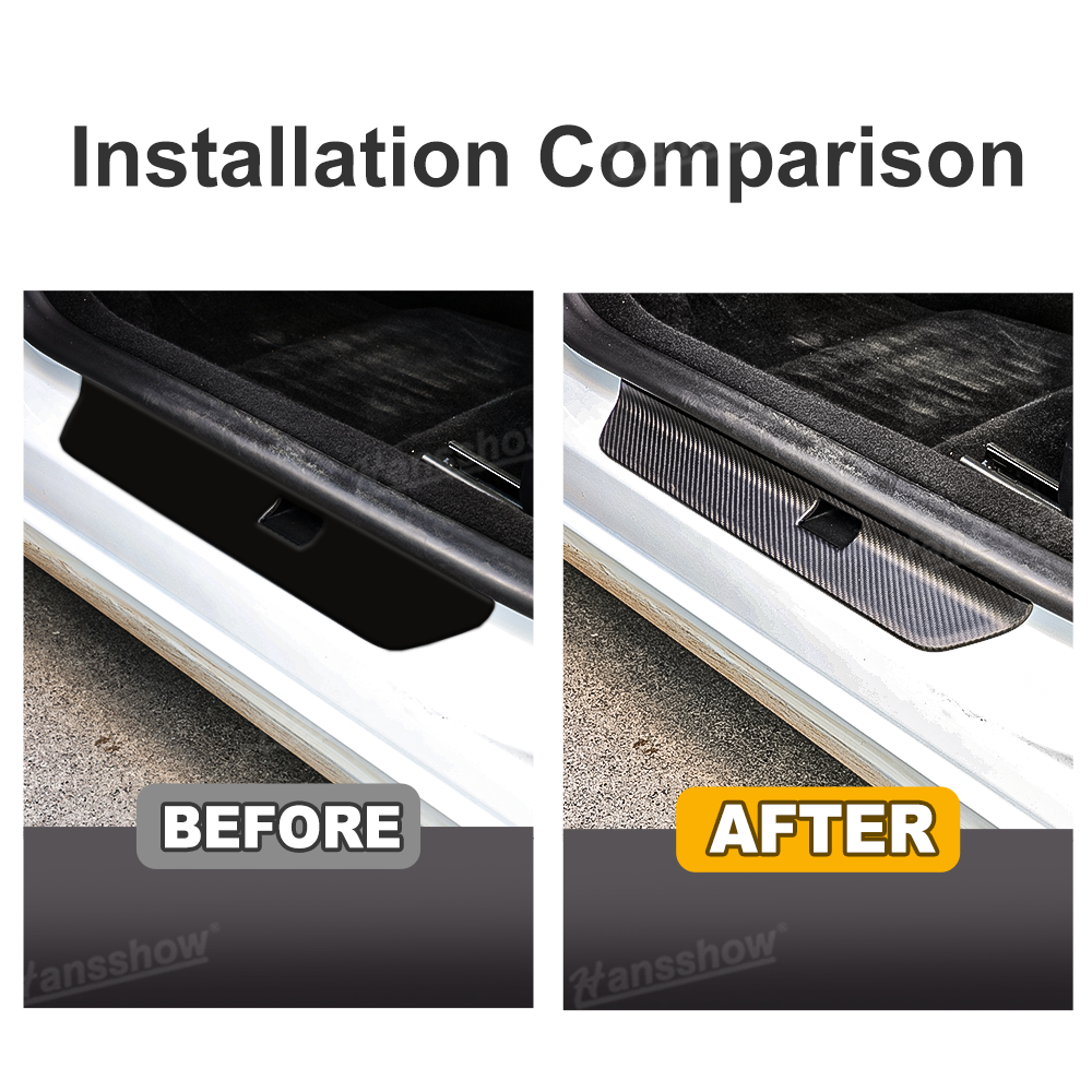 Tesla Model 3 Highland Real Carbon Fiber Door Sill Covers side angle