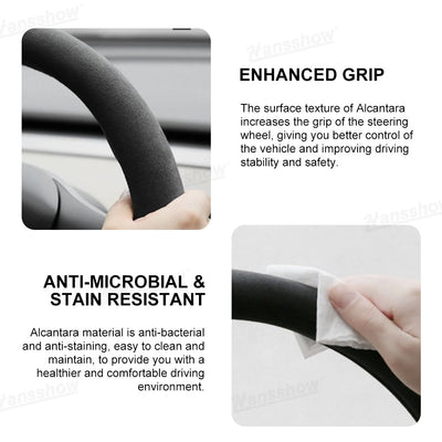Model Y Juniper/3 Highland Premium Alcantara Steering Wheel Cover - texture detail