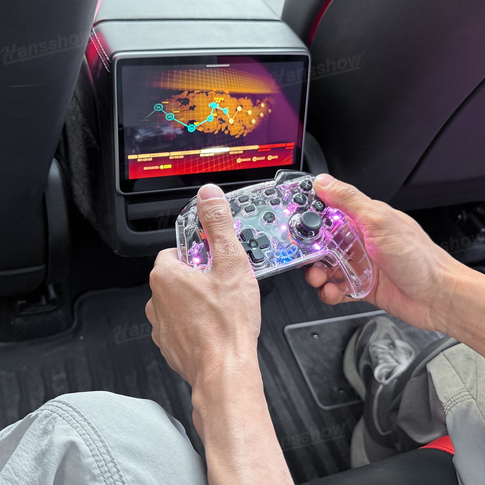 Wireless Game Controller with LED Ambient Lighting for Tesla Model Y - vibration feedback feature