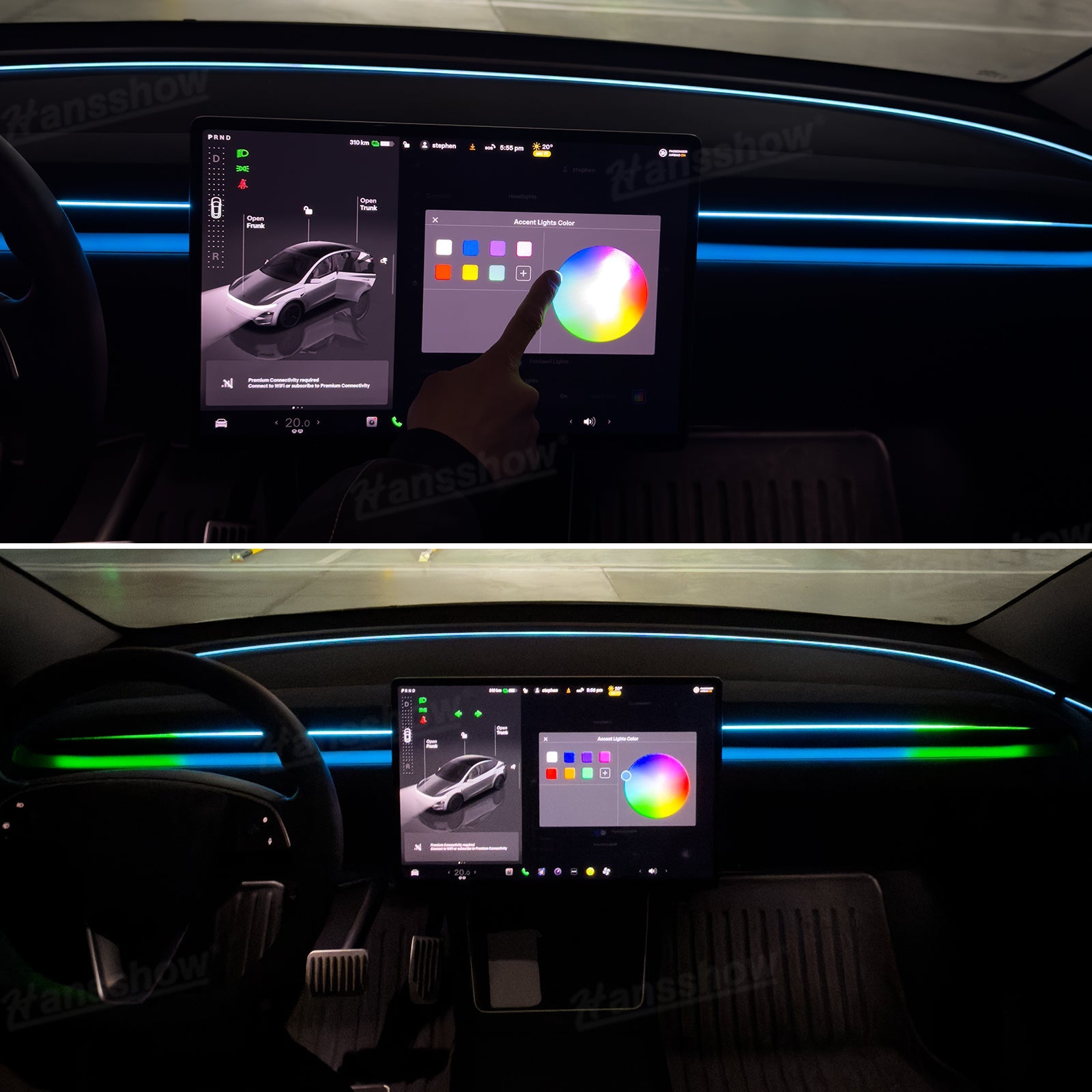 Streamer Ambient Light for Tesla Model Y & 3 dynamic effects