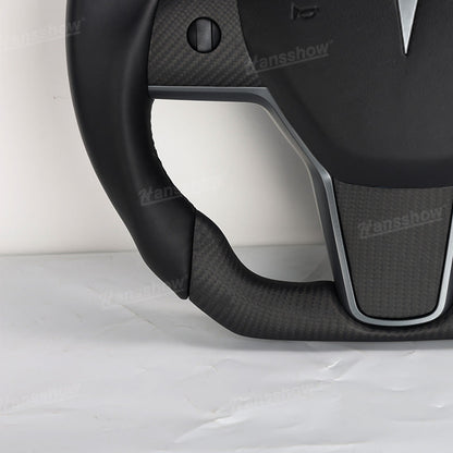 Tesla Model Y/3 Carbon Fiber Steering Wheel detailed texture