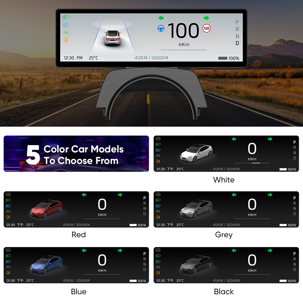 APEX 8.8-Inch Touch Screen Instrument Cluster for Tesla Model 3/Y - User Interface