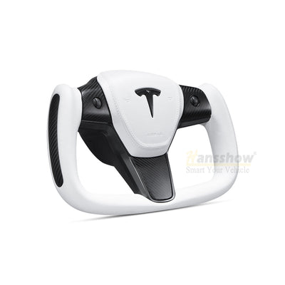 Yoke Style Carbon Fiber Steering Wheel for Tesla Model 3/Y - Installed view