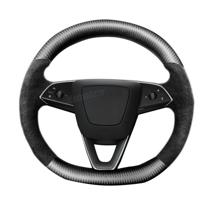 Model Y Juniper Steering Wheel Upper & Lower Carbon Fiber Left & Right Leather - Matte Finish