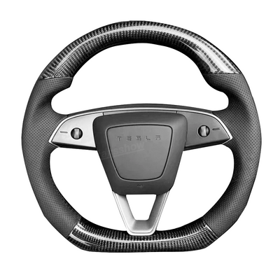 Model Y Juniper Steering Wheel Upper & Lower Carbon Fiber Left & Right Leather - Black Suede Option
