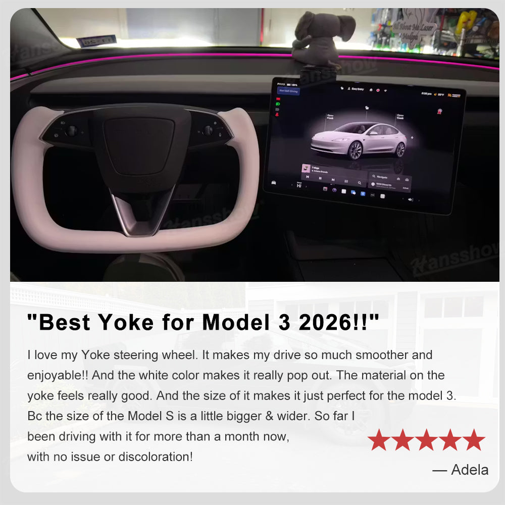 Tesla Model 3/Y Yoke Steering Wheel comparison with stock wheel - design difference