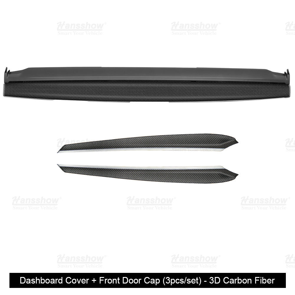 Model Y/3 Real Carbon Fiber Dashboard Trim Panel Replacement Kit dashboard view