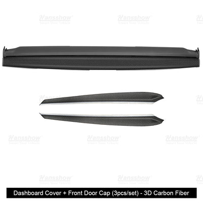 Model Y/3 Real Carbon Fiber Dashboard Trim Panel Replacement Kit dashboard view