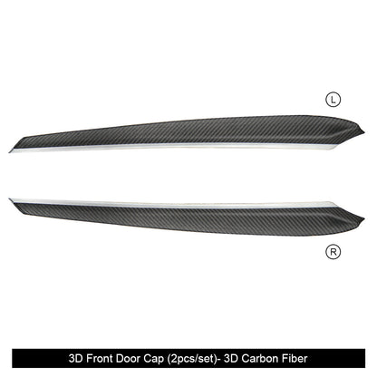 Model 3/Y Real Carbon Fiber Dashboard & Front Door Trim Panel Replacement Kit - Textured carbon fiber detail