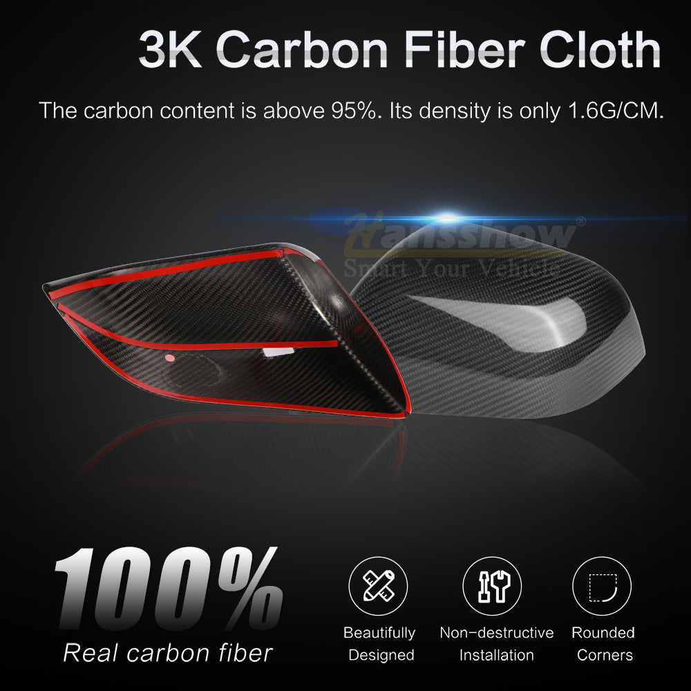 Model Y Real Carbon Fiber Rearview Mirror Cover high-gloss finish