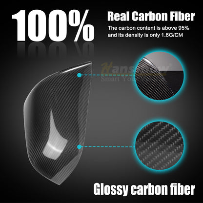 Model Y Real Carbon Fiber Rearview Mirror Cover close-up detail