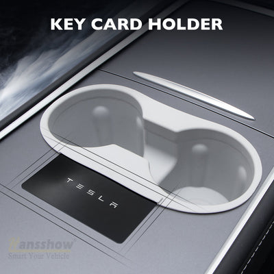 Model 3/Y Silicone Center Console Cup Holder for Tesla Model Y - In use with drinks