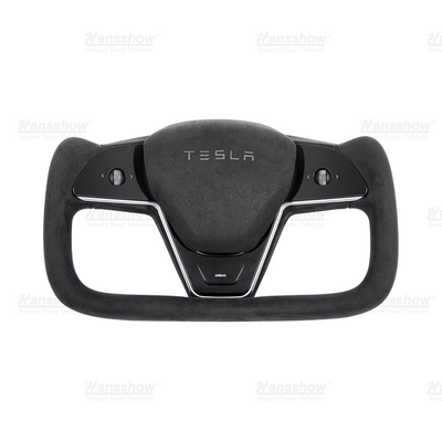 Tesla Model 3/Y Alcantara Black Yoke Steering Wheel front view
