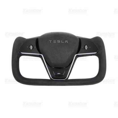 Tesla Model 3/Y Alcantara Black Yoke Steering Wheel front view