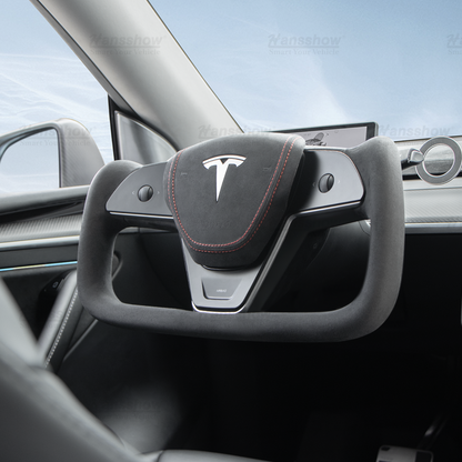 Tesla Model 3/Y Alcantara Black Yoke Steering Wheel grip texture