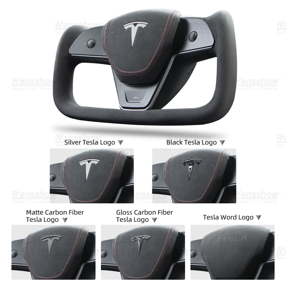 Tesla Model 3/Y Alcantara Black Yoke Steering Wheel dashboard view