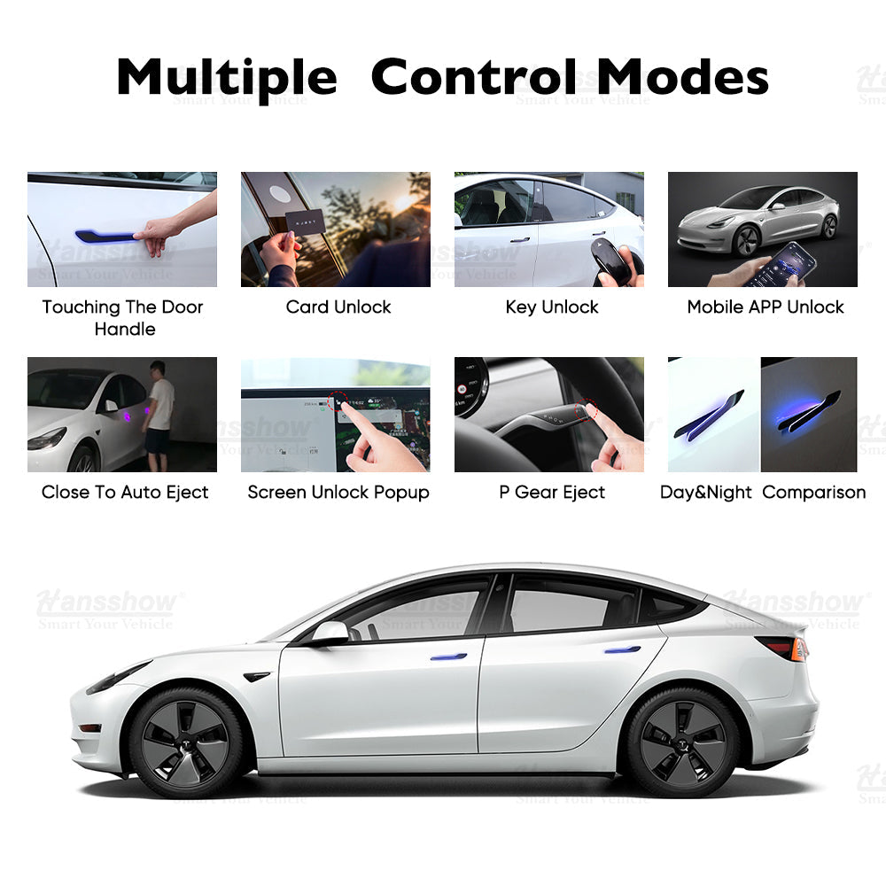 Model 3/Y Colorful Auto 4 Doors Handles (V5 Pro/V6) for Tesla Model Y - color options displayed