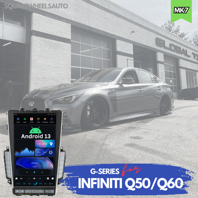 G-Series head unit for Infiniti Q50 showing CarPlay interface