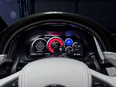 APEX Digital Dashboard Instrument Cluster in Infiniti Q60 during daytime