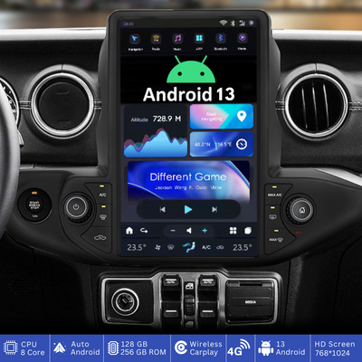 G-Series Android head unit side angle for Jeep Wrangler