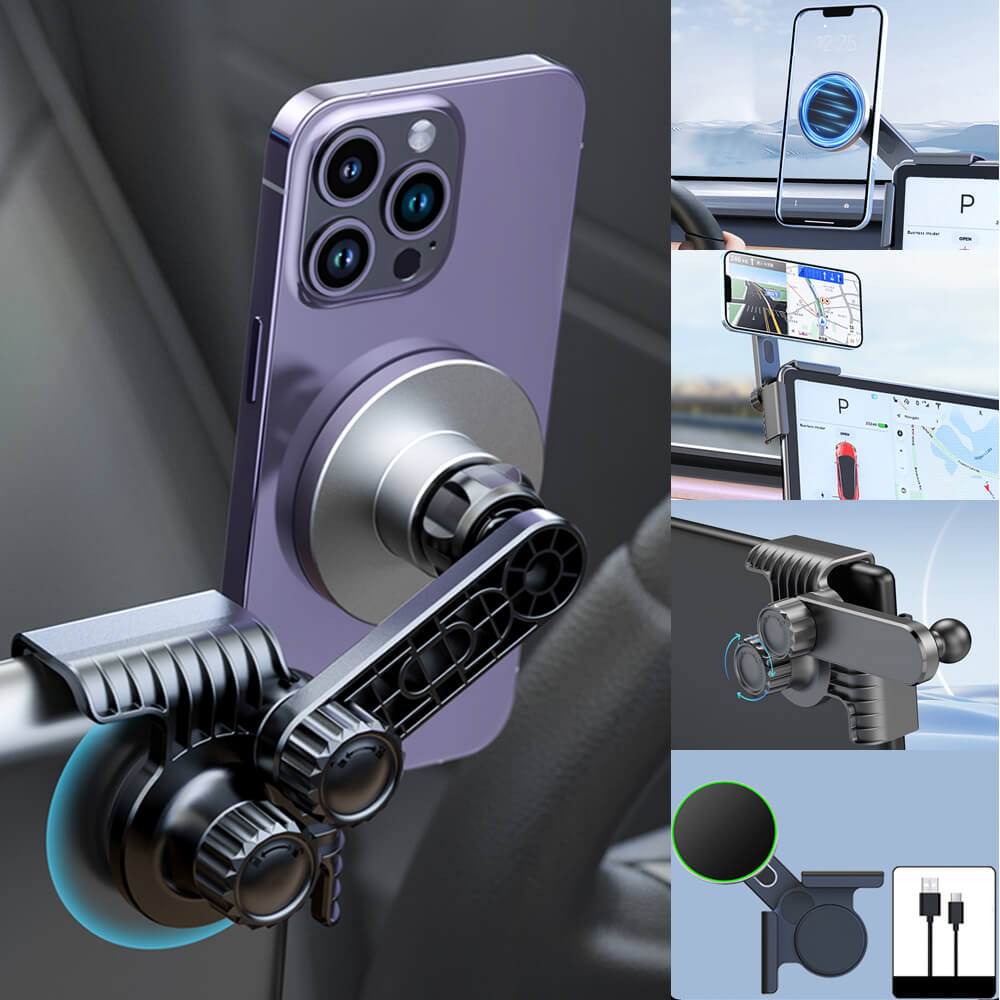 Dual 360° Rotating Magnetic Phone Holder - close-up of magnetic grip