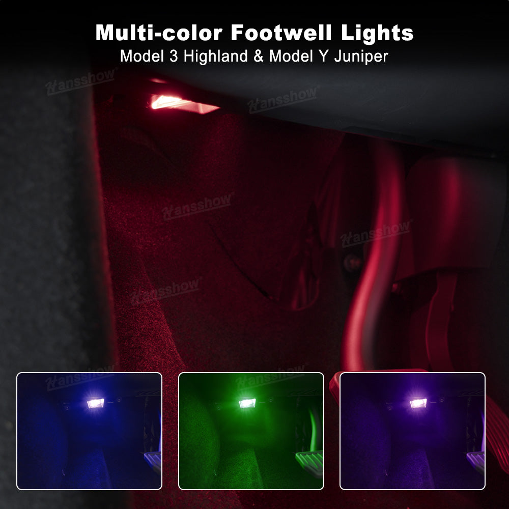 Model 3 Highland Footwell Lights in Ice Blue color