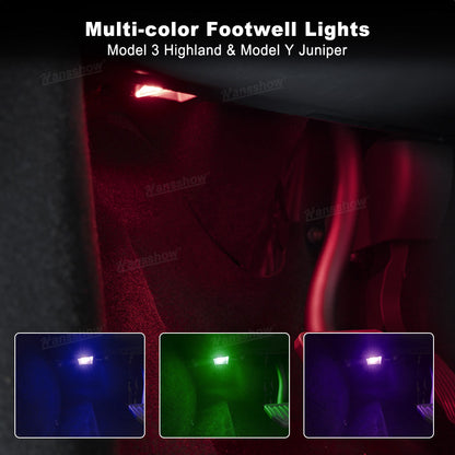 Model 3 Highland Footwell Lights in Ice Blue color