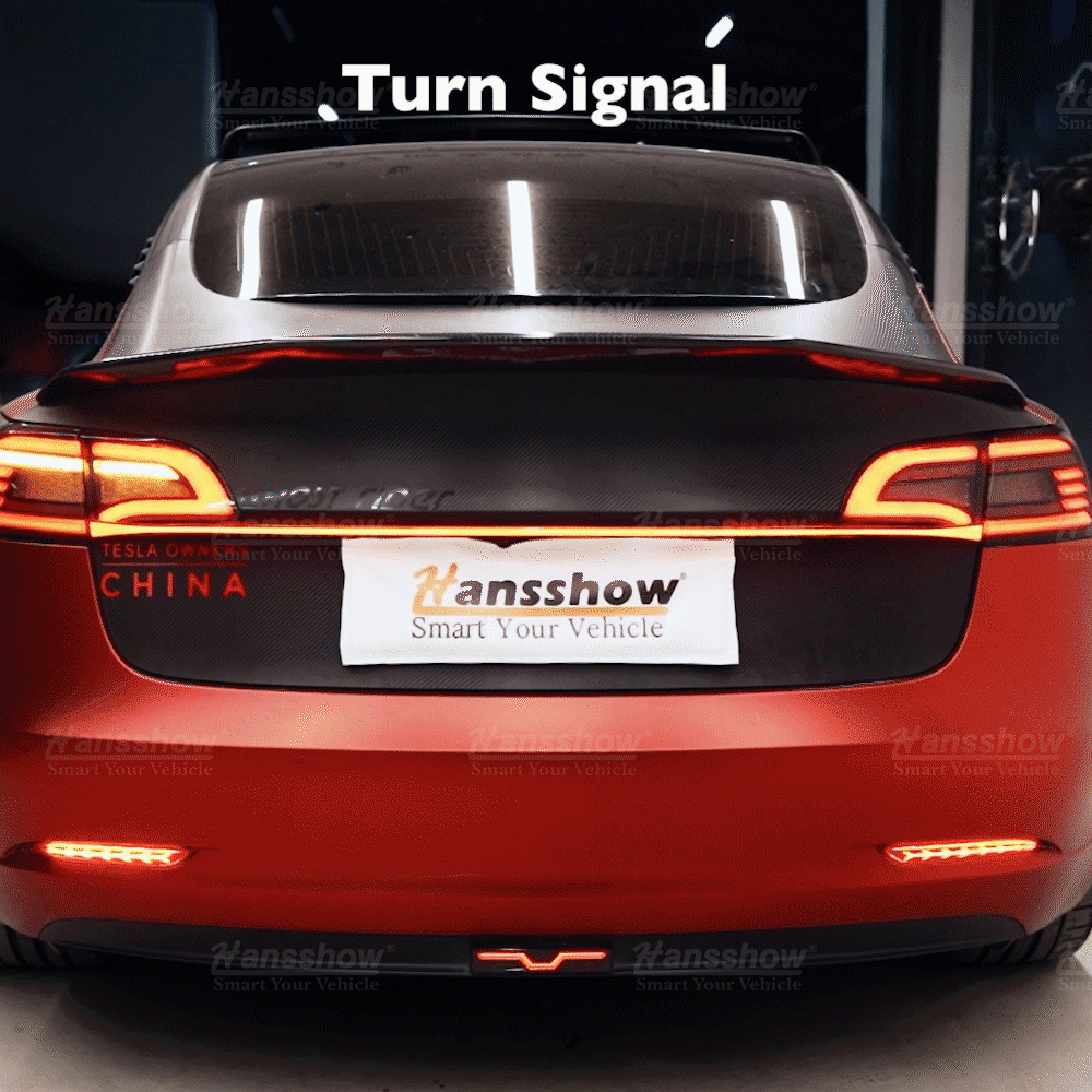 Knight Rider Full-Width Strip Tail Light for Tesla Model Y - installed view